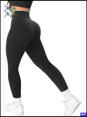 High Waisted Workout Leggings with Pockets Tummy Control Double Layer Yoga Pants